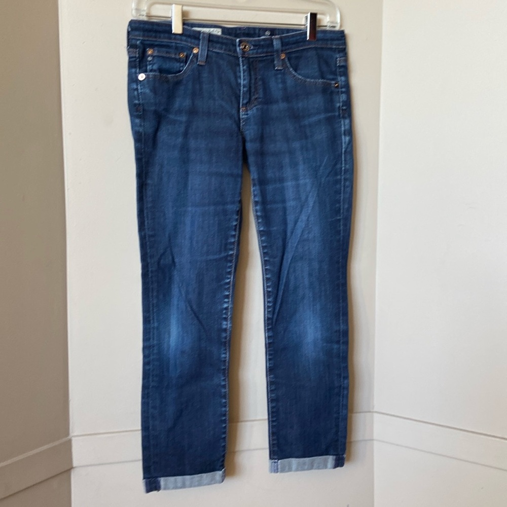 ag adriano goldschmied the stevie slim straight roll up jeans / denim